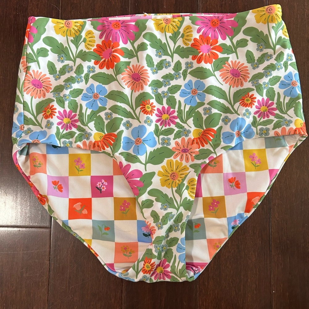 NWOT Lime Ricki Flower Check bikini top and bottom - Picture 5 of 5
